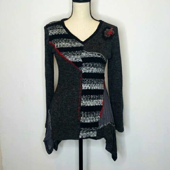 Y2K Linea Domani Mixed Pattern Sweater size Medium - Picture 4 of 8